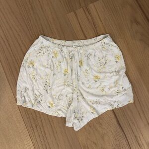 Gilly Hicks Floral High Waist Shorts - White and Yellow